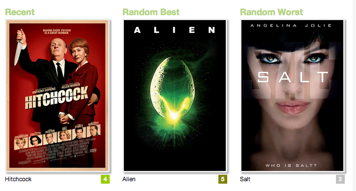 Recent, random best, and random worst film posters
